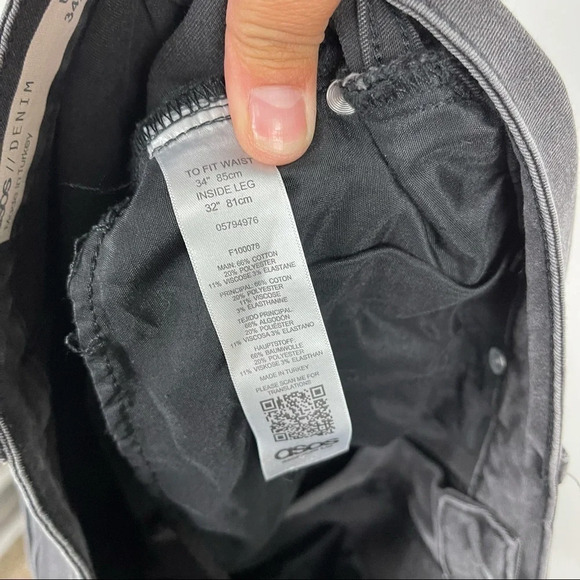 NEW ASOS Denim Dark Grey High Waist Skinny Jeans Sz 34 - Picture 6 of 9